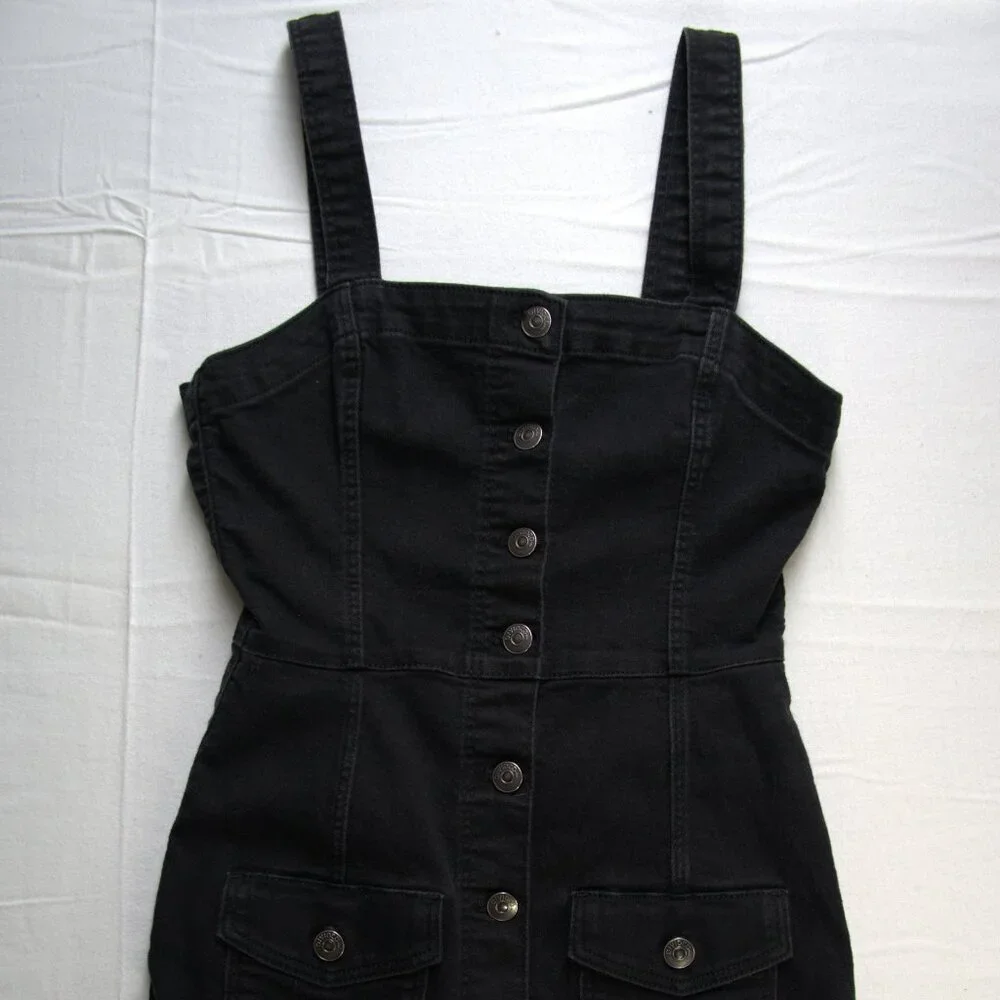 LITTLE BLACK BUTTON UP JEAN DRESS - Divided - Picture 1 of 5